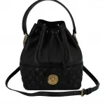 Versace Black Lamb Leather Bucket Shoulder Bag with Medusa Logo