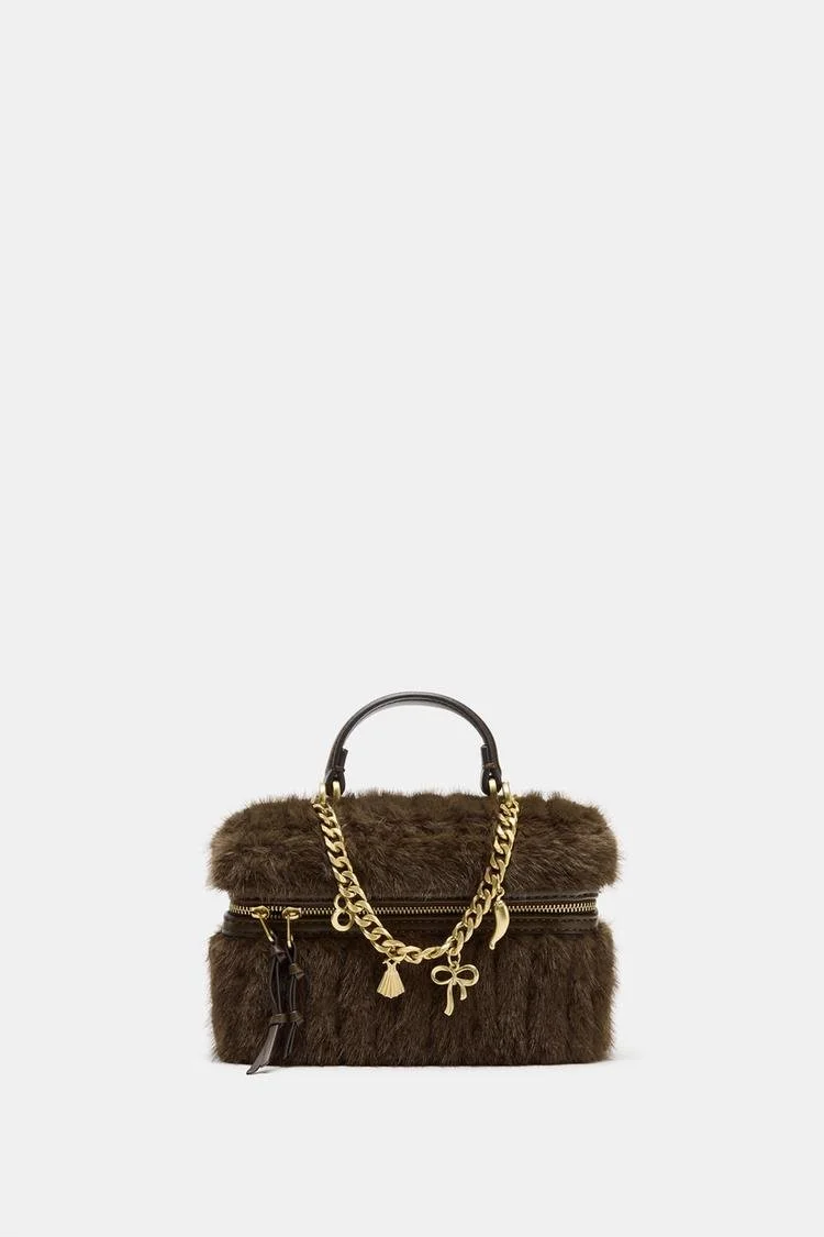 Faux Fur Mini Tote Shoulder Bag – Elegant Winter Fashion Handbag for Women