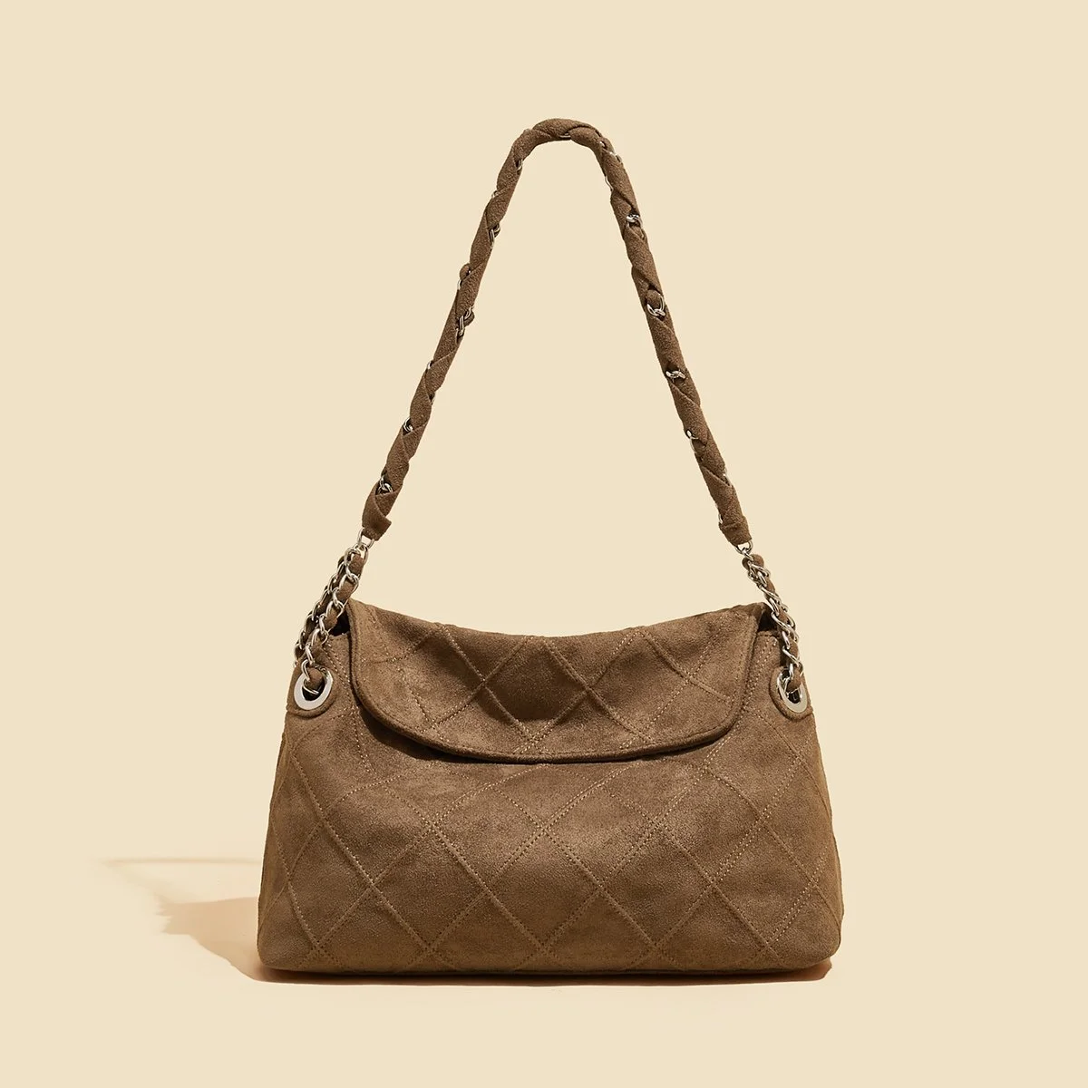 Large Capacity Retro Plaid Shoulder Bag for Women