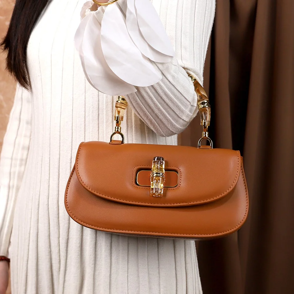 Chic Bamboo Hand-Held Saddle Crossbody Bag for Women