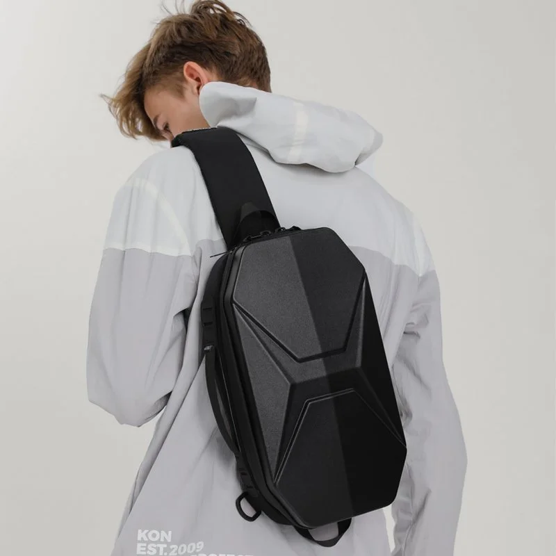Waterproof Hard Shell Crossbody Chest Bag with USB Port for Travel & Sport