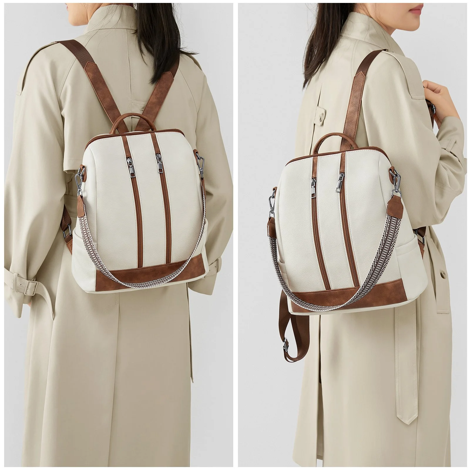 Large Leather Backpack Purse for Women Travel, School & Everyday Use