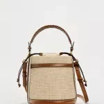 Straw Bucket Crossbody Bag for Women