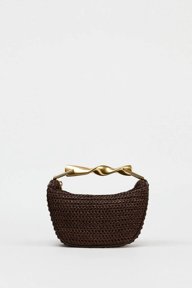 Half-Moon Woven Straw Shoulder & Crossbody Bag
