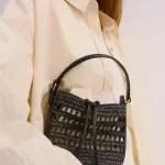 Woven Straw Bucket Crossbody Bag for Women