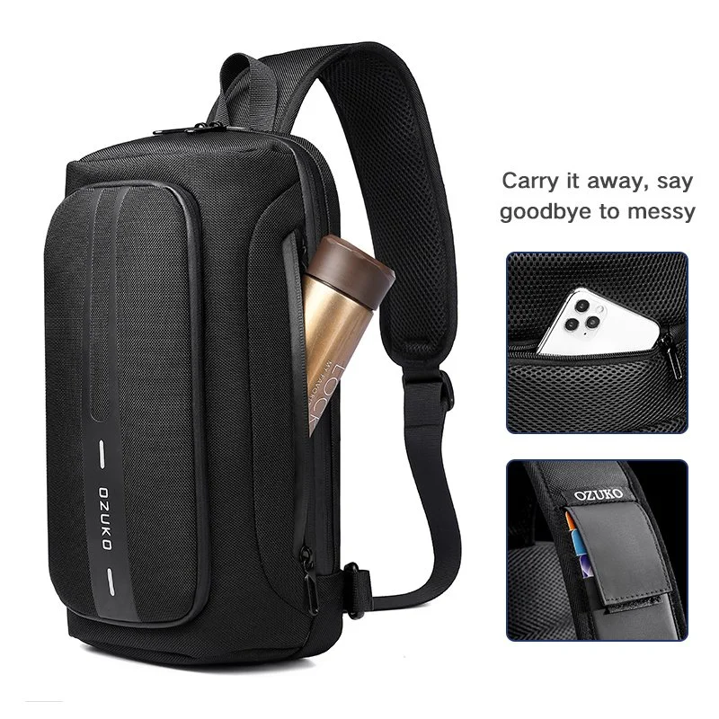 Anti-Theft Sling Bag with USB Charging - Waterproof Chest Messenger Bag