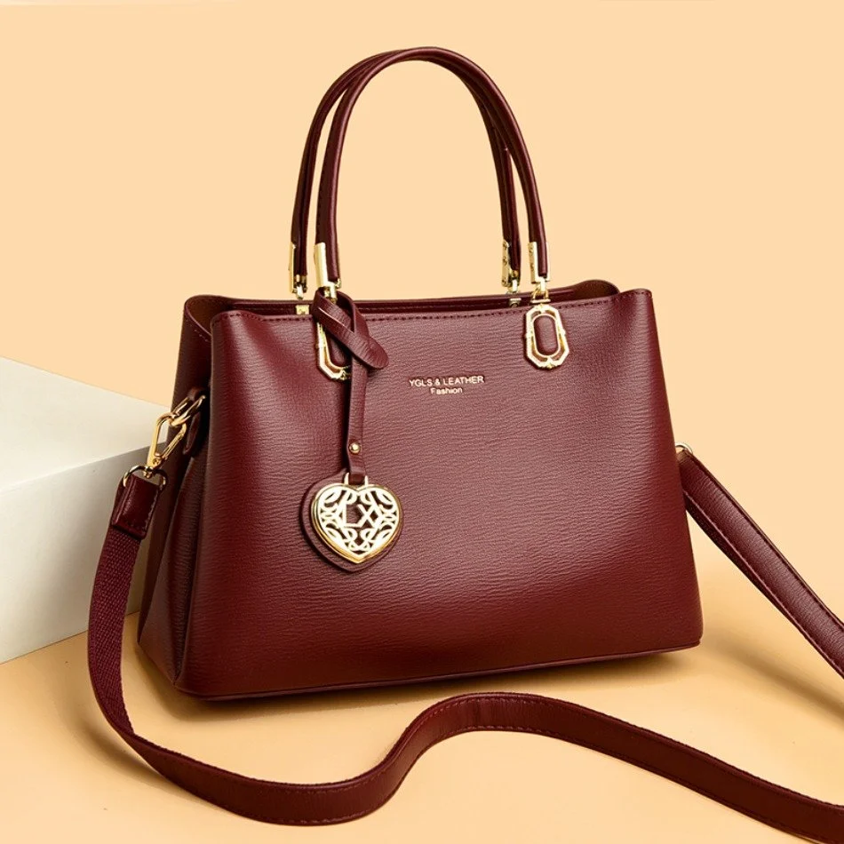 Luxury Soft Leather 3-Layer Crossbody Tote for Women