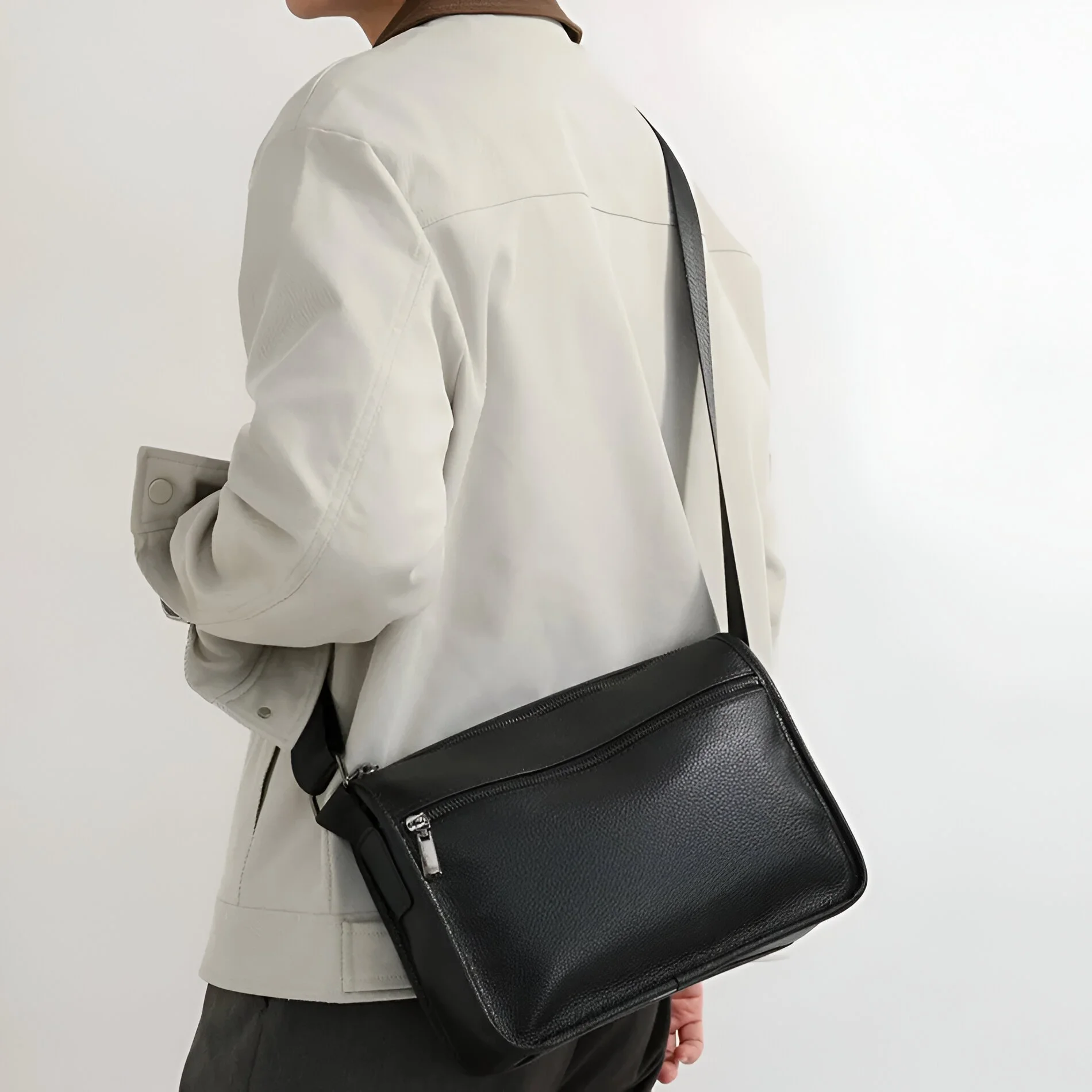 Men’s Genuine Leather Crossbody Shoulder Bag