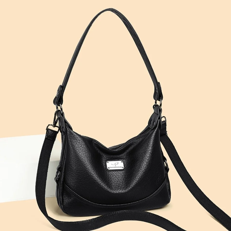 Luxury Soft Leather 2-Layer Shoulder & Crossbody Bag for Women