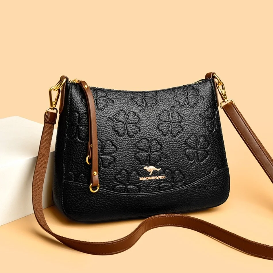 Luxury Soft Leather Floral Shoulder & Crossbody Bag for Women