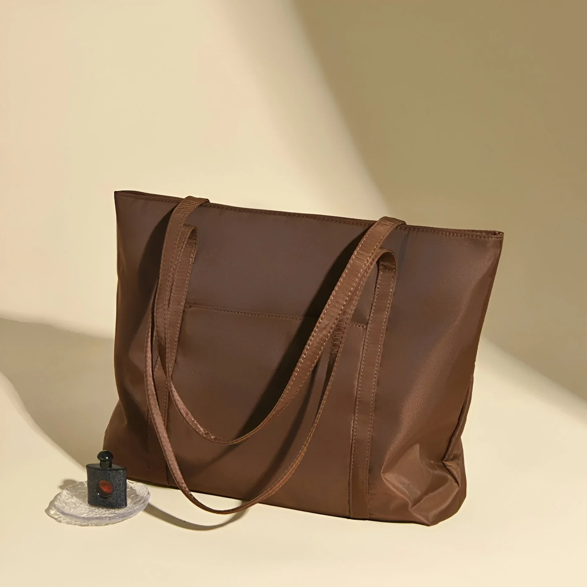 Luxury Solid Color Nylon Casual Tote Shoulder Bag for Everyday Use