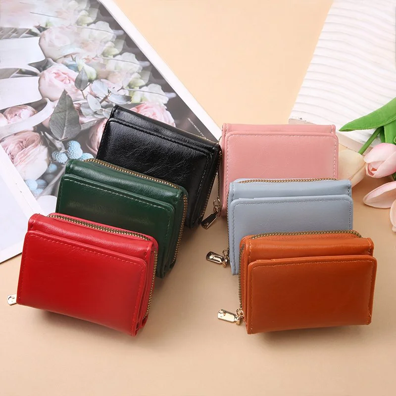 Mini PU Wallet for Women – Compact Short Coin & Card Holder