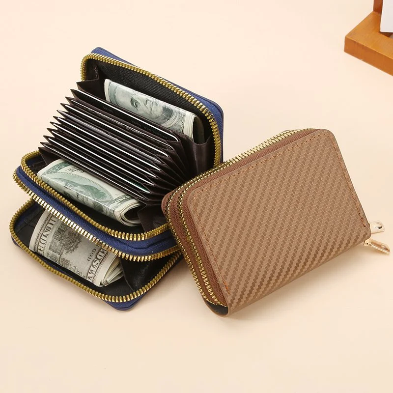 Multi-Functional Accordion Card Wallet with Double Zipper – Large Capacity