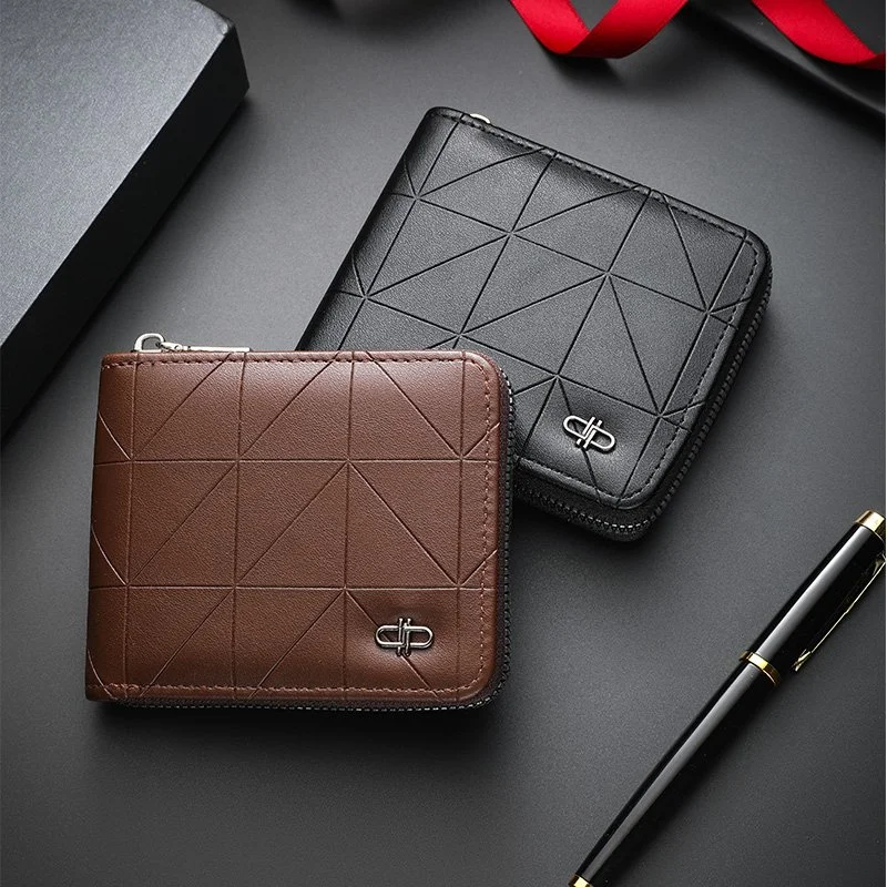 Men’s Long Zipper Wallet – Sleek PU Leather Business Card Holder