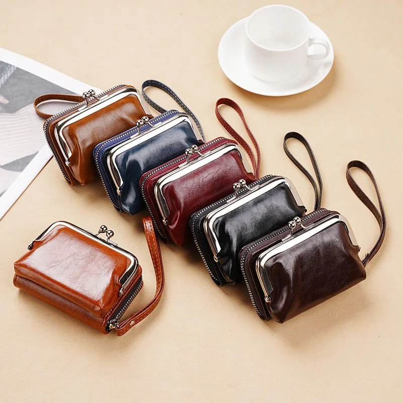 Compact PU Zip Coin Purse with Buckle & Multi-Card Holder