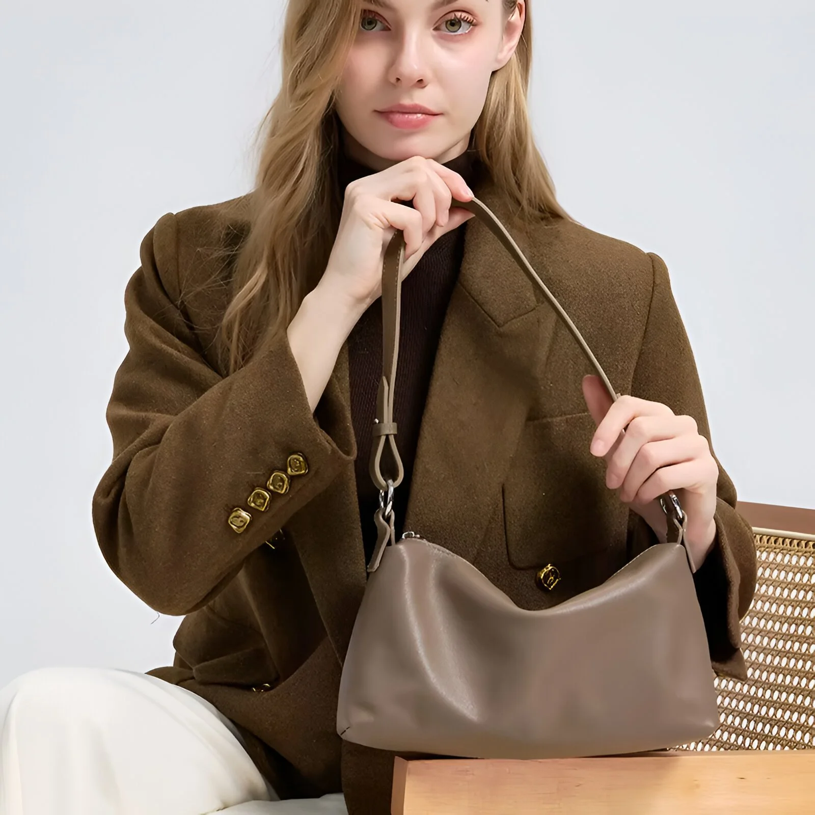 Genuine Leather Retro Cowhide Crossbody Shoulder Bag for Women