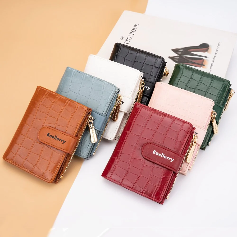 Stone Pattern Women’s Short Zipper Wallet - Fashion Leather Card Holder & Coin Purse