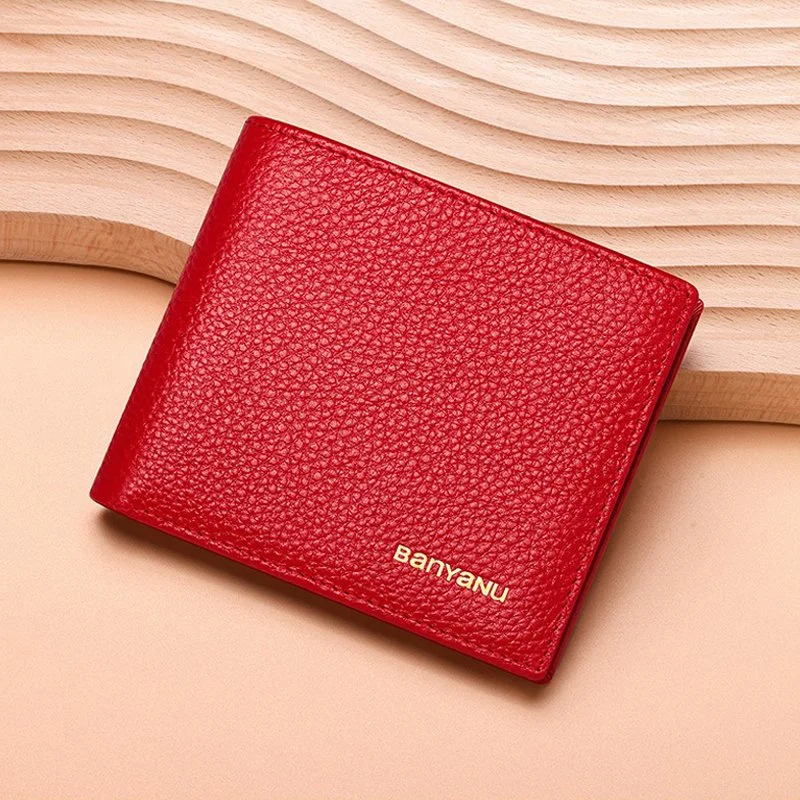 Genuine Leather RFID Blocking Bifold Wallet for Women with Coin Pocket
