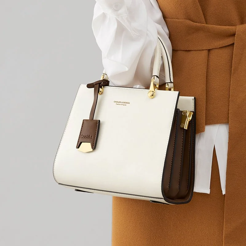 Luxury Large Women's Leather Tote Handbag with Top Handle & Crossbody