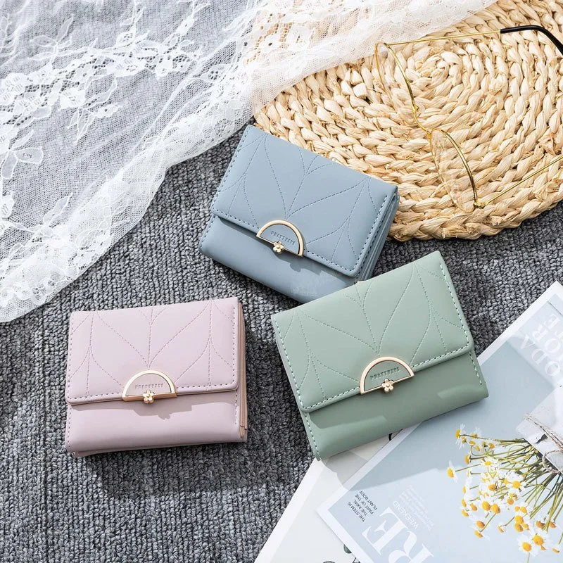 Fashion Three Fold Purse Women Wallet Multifunctional Short Design with Coin Pocket