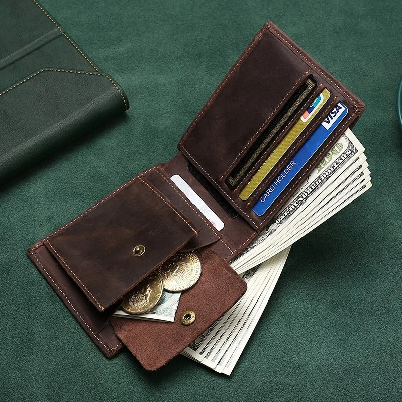 Men's RFID Blocking Crazy Horse Leather Bifold Wallet