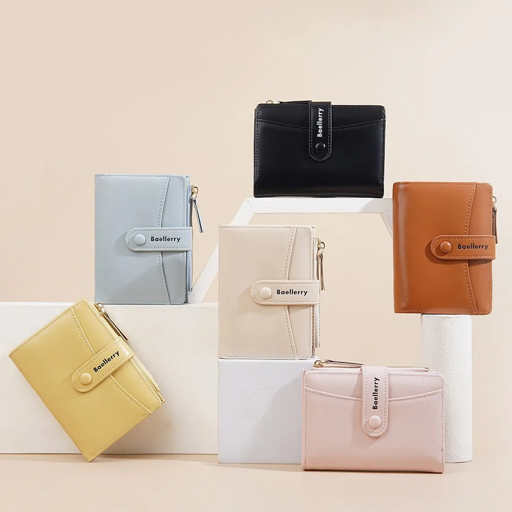 Compact Women’s PU Leather Mini Wallet with Zipper & Buckle