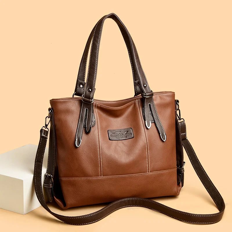 Stylish PU Leather Women's Casual Tote Bag - Large Capacity