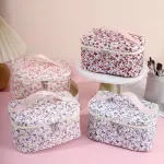 Women's Floral Makeup Storage Bag – Portable Toiletry Pouch with Handle