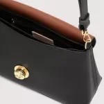 Coccinelle Nikla Medium Shoulder Bag - Black Leather with C-Me Logo