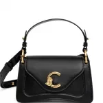 Coccinelle Women's Black Leather Satchel with Gold-Tone Clasp