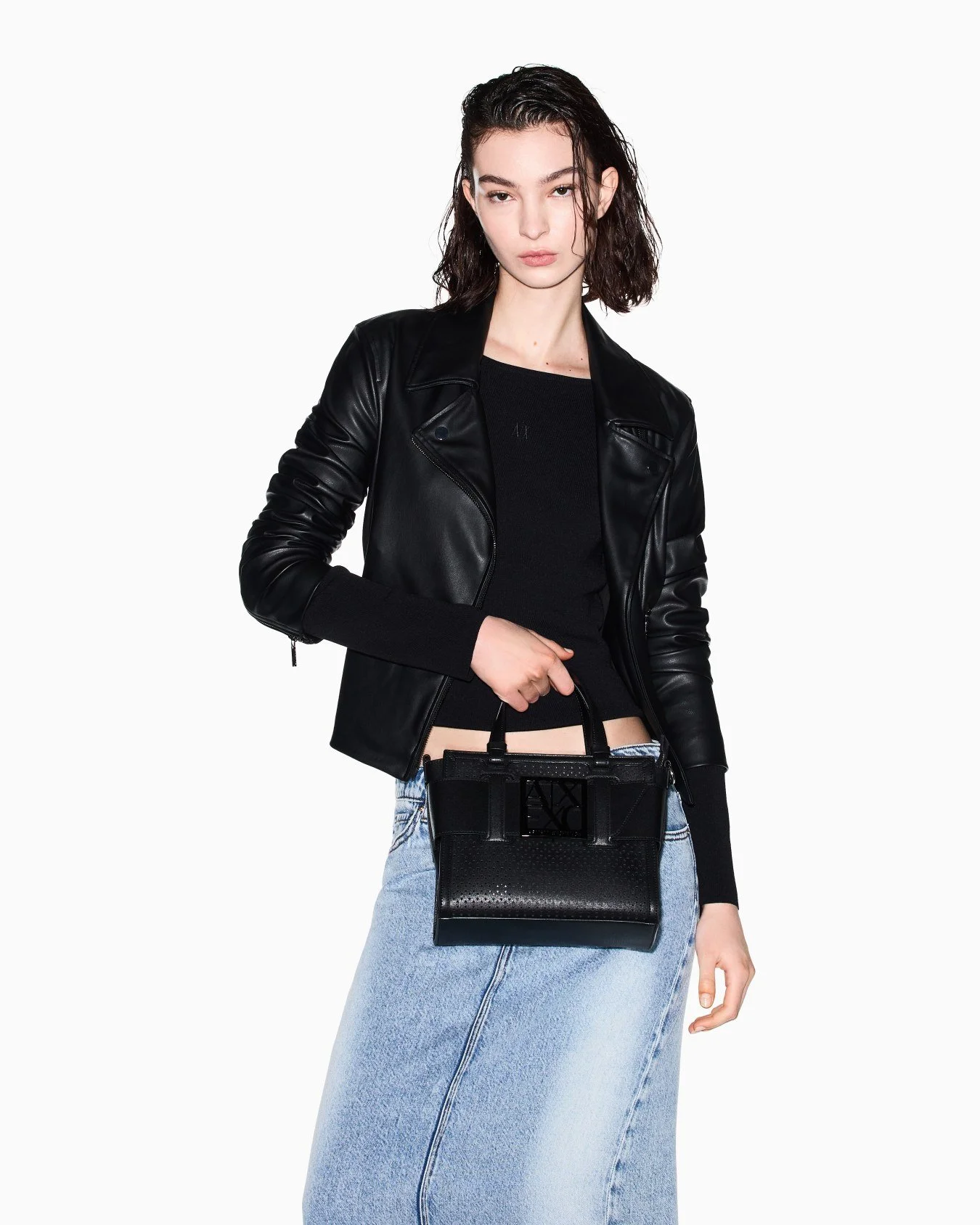 Armani Exchange Women’s Black Technical Fabric Shopper Bag
