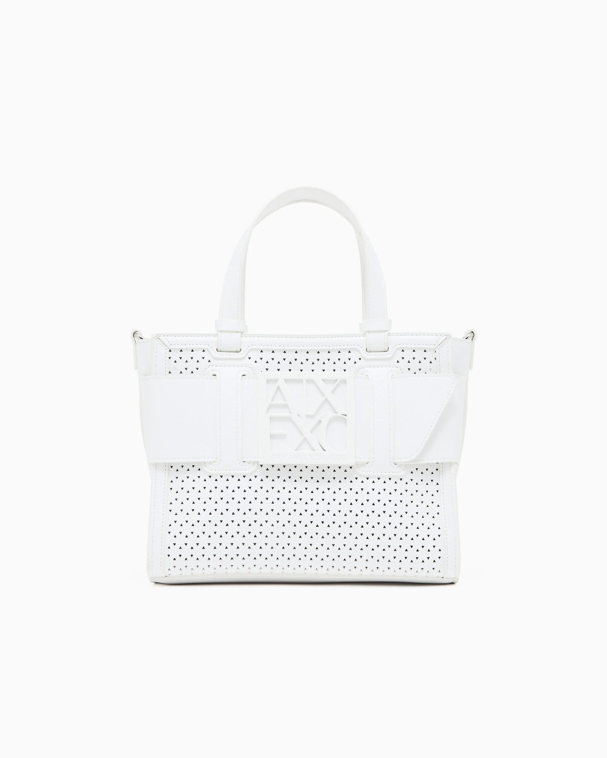 Armani Exchange Women’s White Technical Fabric Shopper Bag