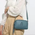 100% Genuine Leather Crossbody Handbag - Small Cowhide Messenger Bag for Women