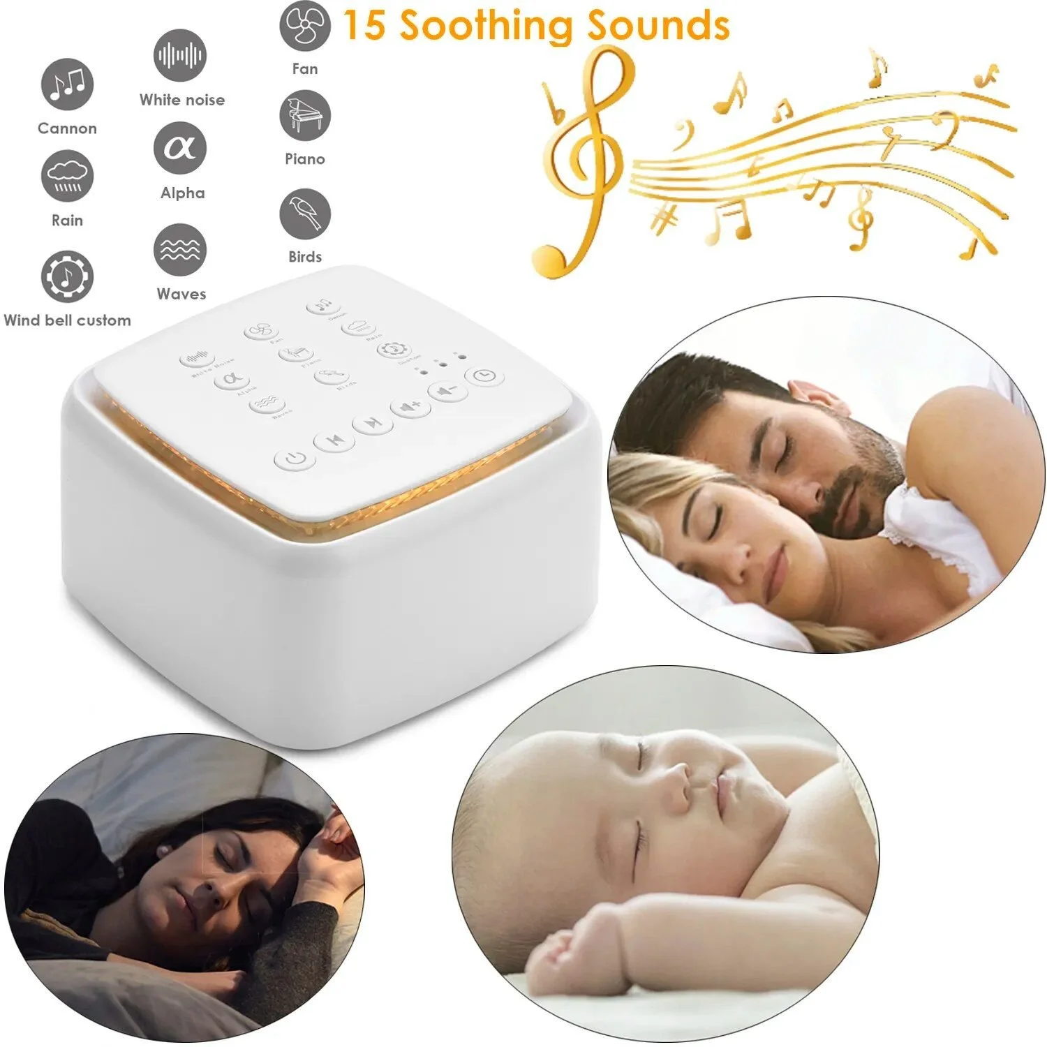 Portable White Noise Sleep Sound Machine with Timer & Type-C Rechargeable Design
