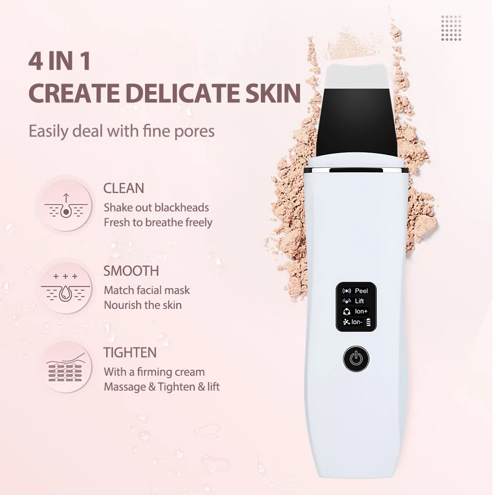 Ultrasonic Face Scrubber & EMS Lifting Device for Deep Pore Cleansing