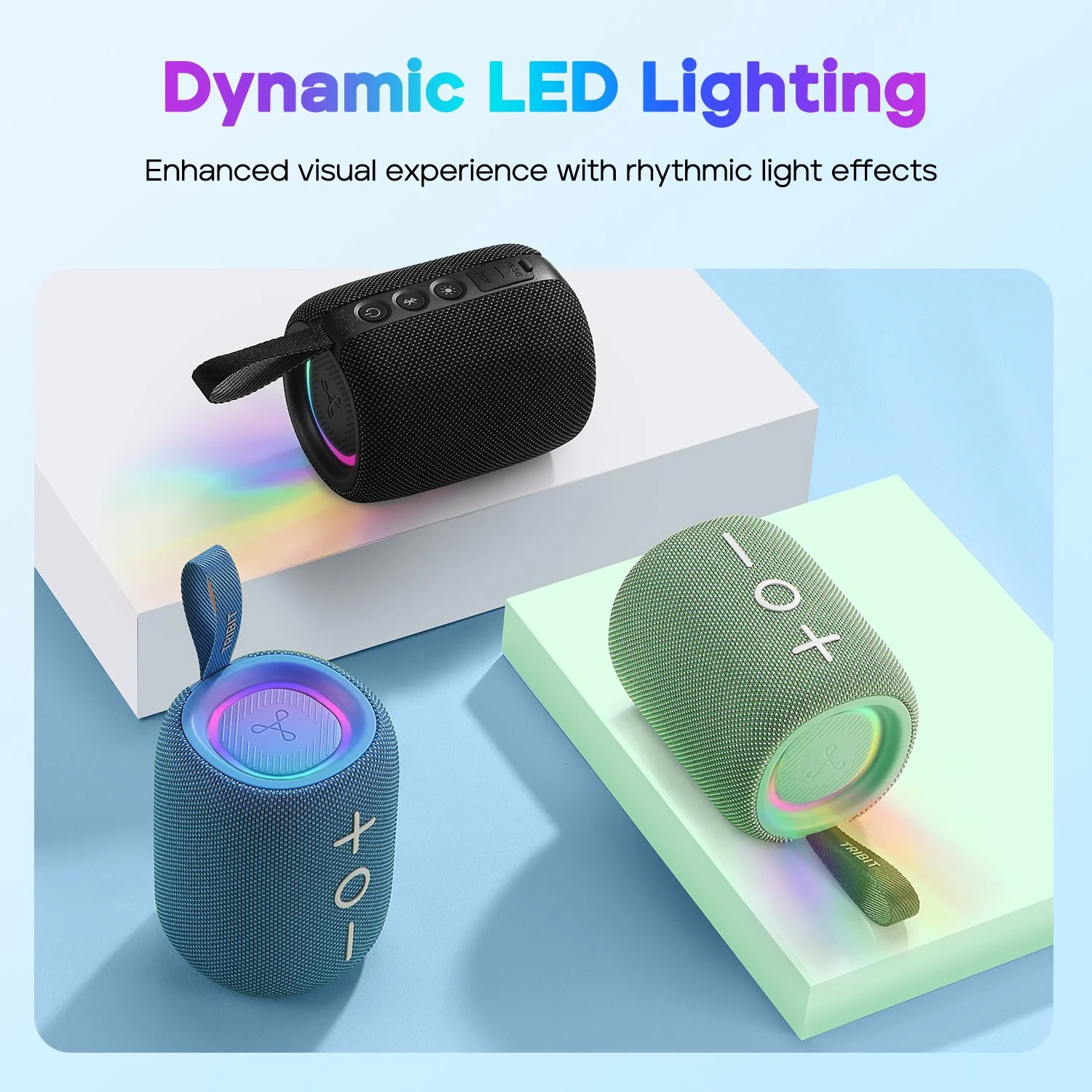 Portable Bluetooth Speaker 12W 360° Sound with XBass & LED Lights