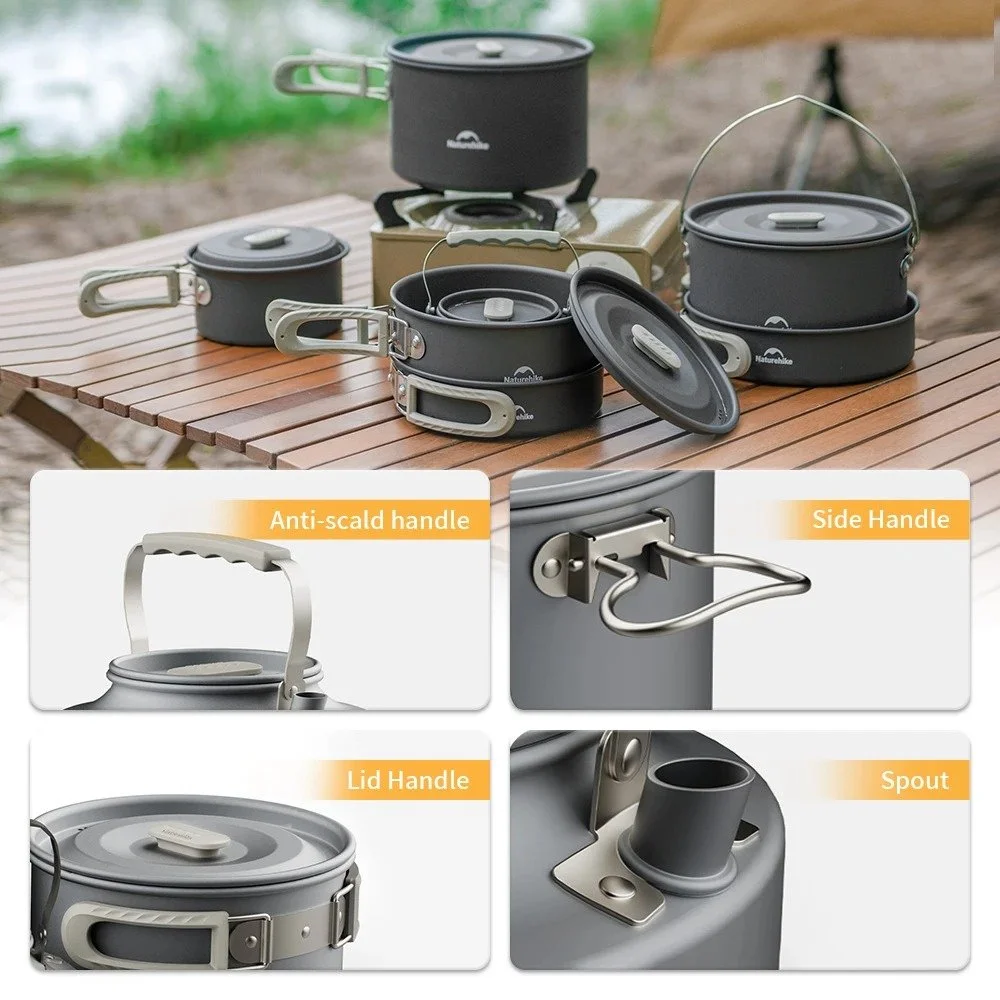 Non-Stick Camping Cookware Set with Teapot