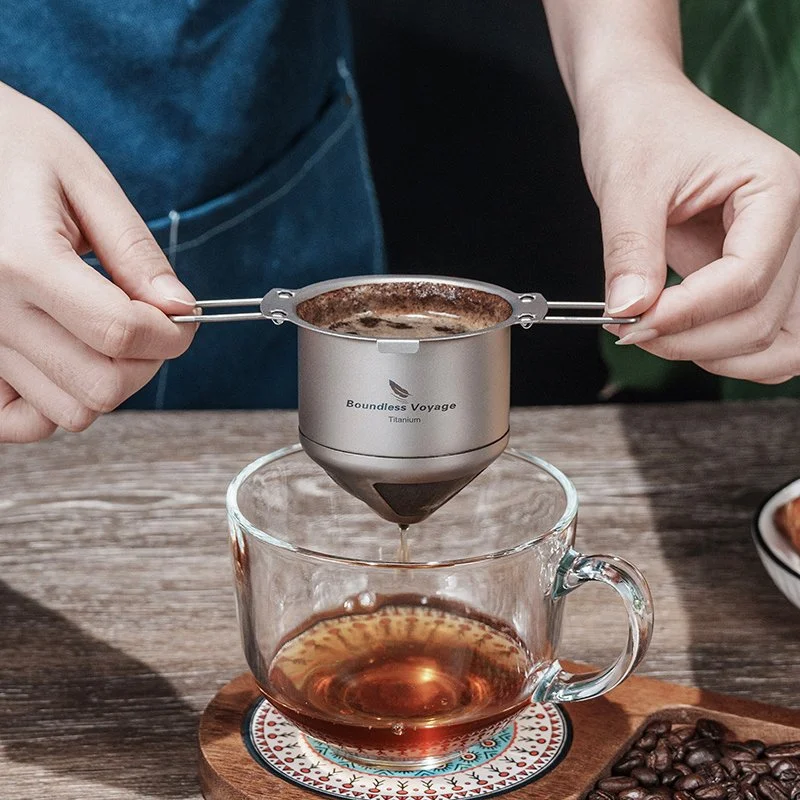 Ultra-Light Titanium Coffee Dripper – Reusable Pour Over Filter for Travel & Home