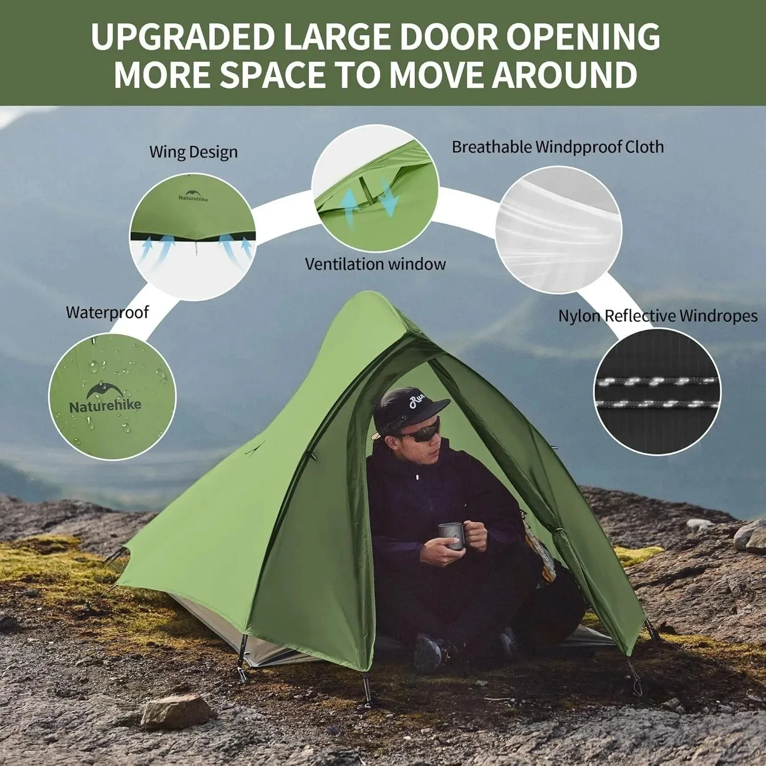 Ultralight 2-Person Waterproof Tent for Backpacking, Hiking & Camping