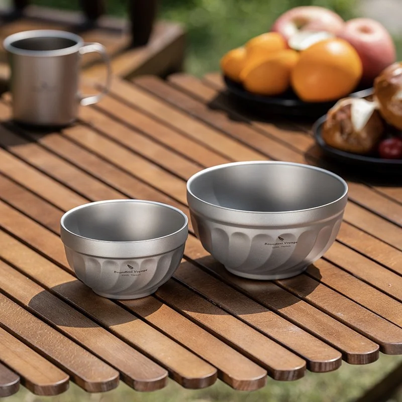 Ultralight Titanium Double-Walled Camping Bowl Set – 500ml & 800ml