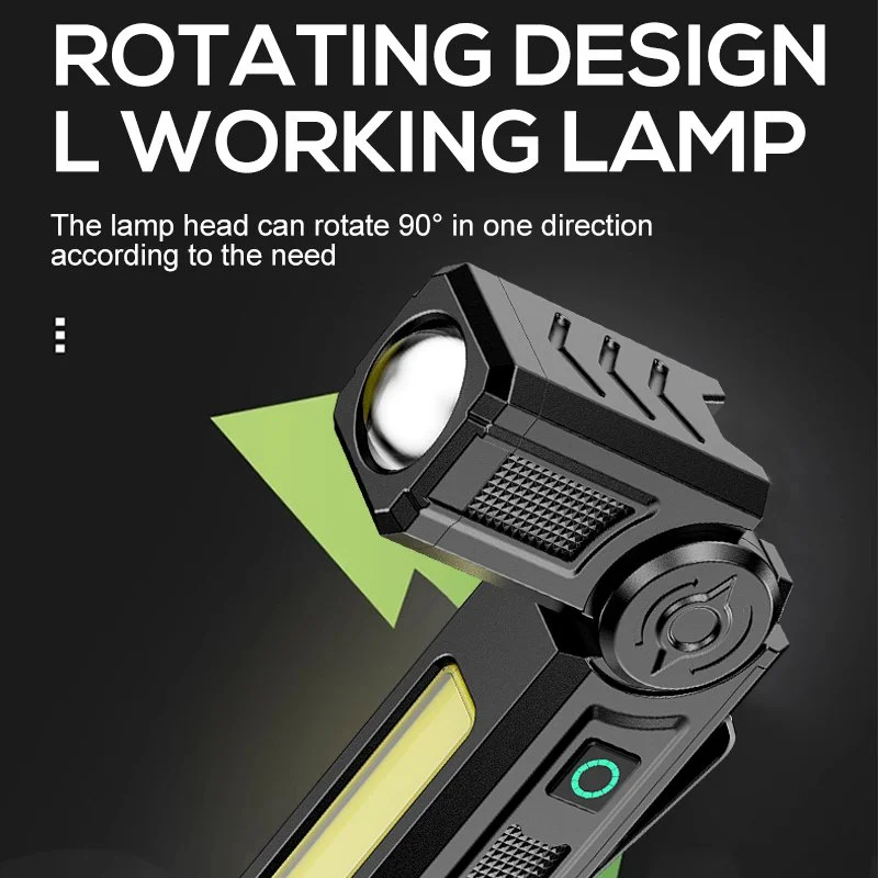 Rechargeable LED Work Light with Magnetic Base & Folding COB Torch
