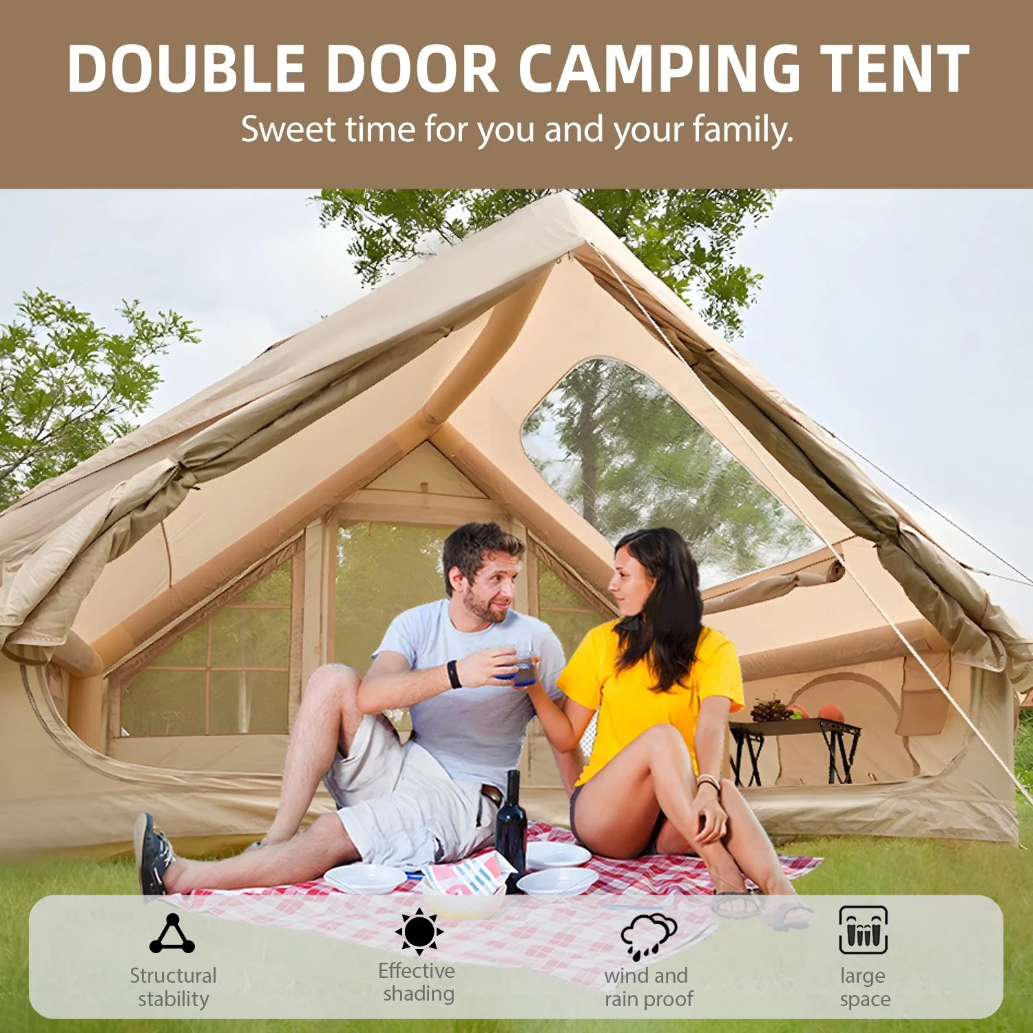 67.8ft² Inflatable Cabin Tent for 5-8 People – Easy Set-Up, Waterproof, Air Tent