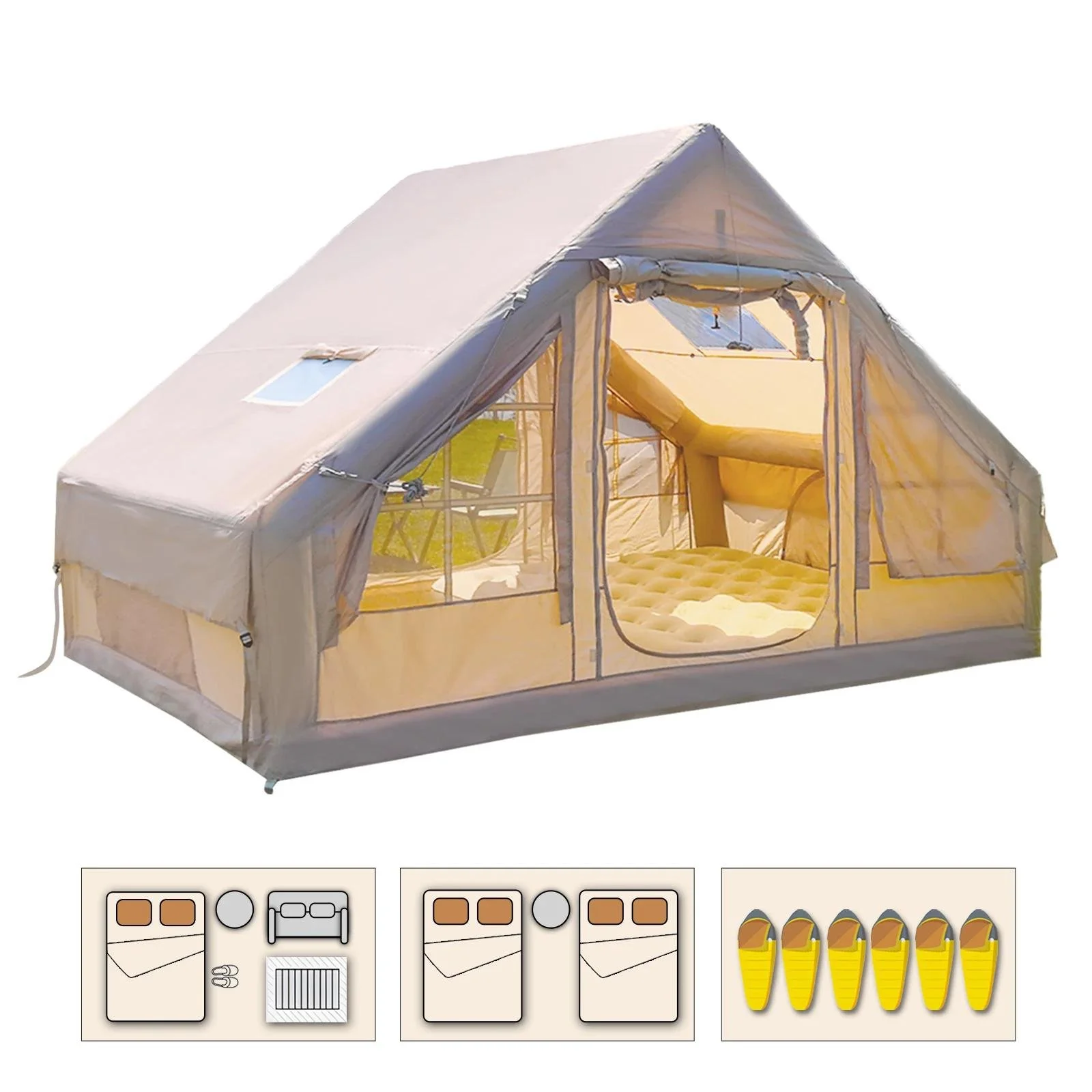 67.8 Sq Ft Inflatable Camping Tent for 4–6 People
