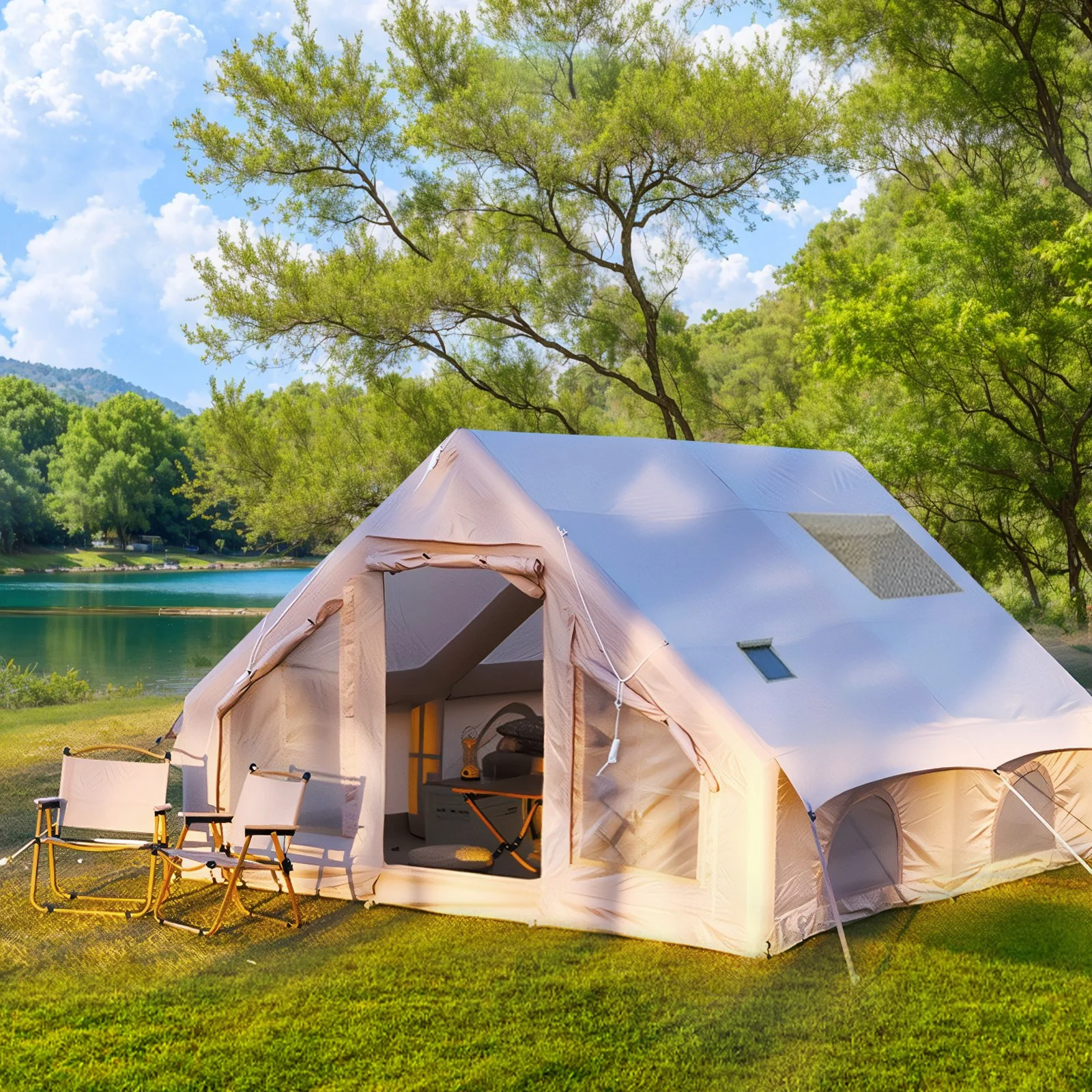 129 Sq Ft Inflatable Camping Tent for 8–10 People