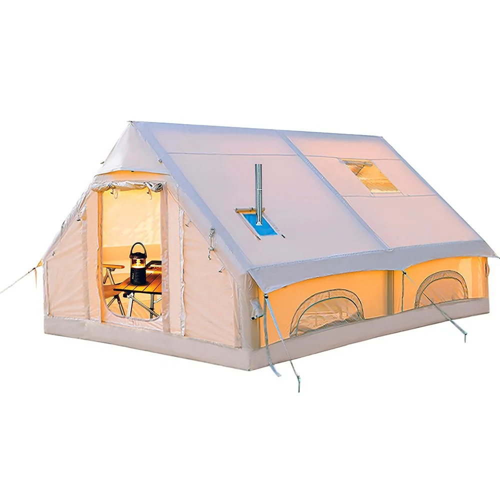 Large Inflatable Camping Tent for 8-10 People with Pump – 129 sq ft Glamping Shelter