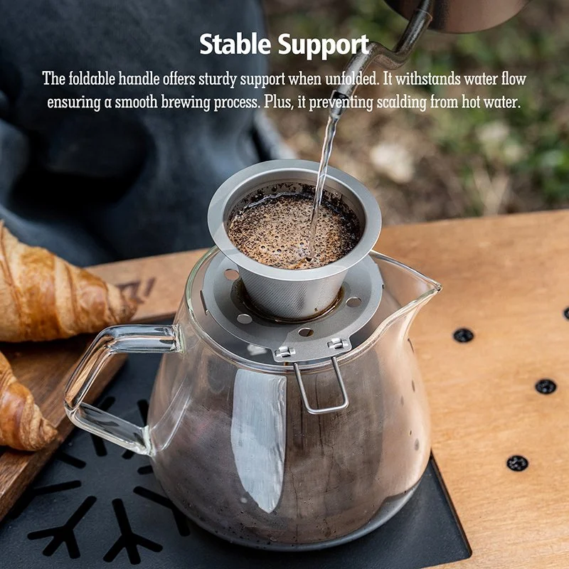 Ultralight Titanium Pour Over Coffee Dripper with Foldable Stand