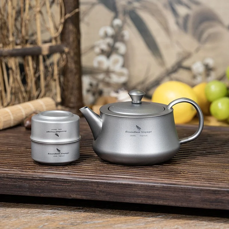 Ultralight Titanium Camping Kettle with Removable Tea Filter