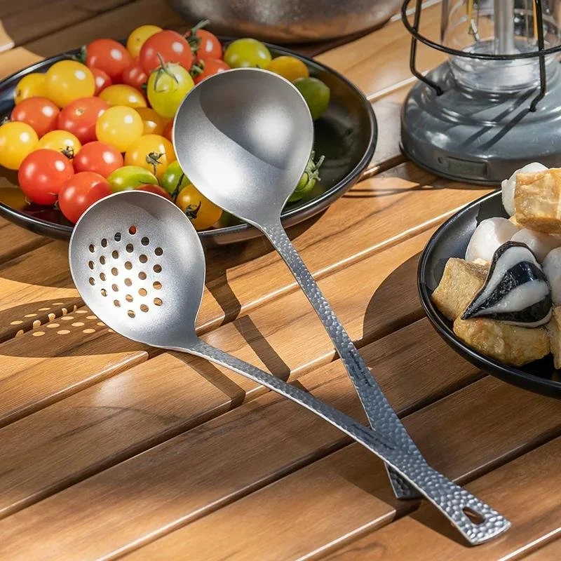 Durable Long Handle Titanium Ladle Spoon for Cooking, Soup & Deep Frying