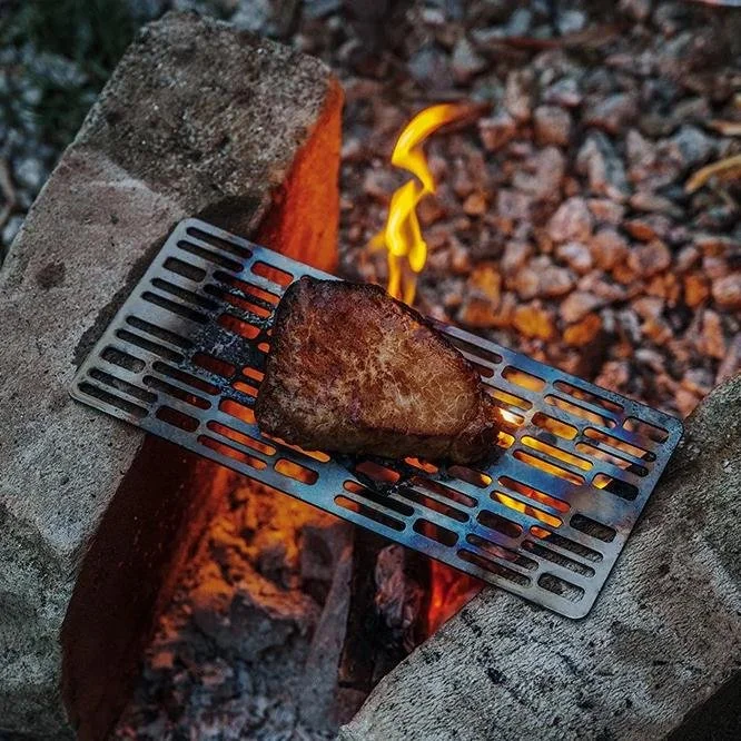 Ultralight Titanium Charcoal BBQ Grill Plate for Camping & Outdoor Cooking