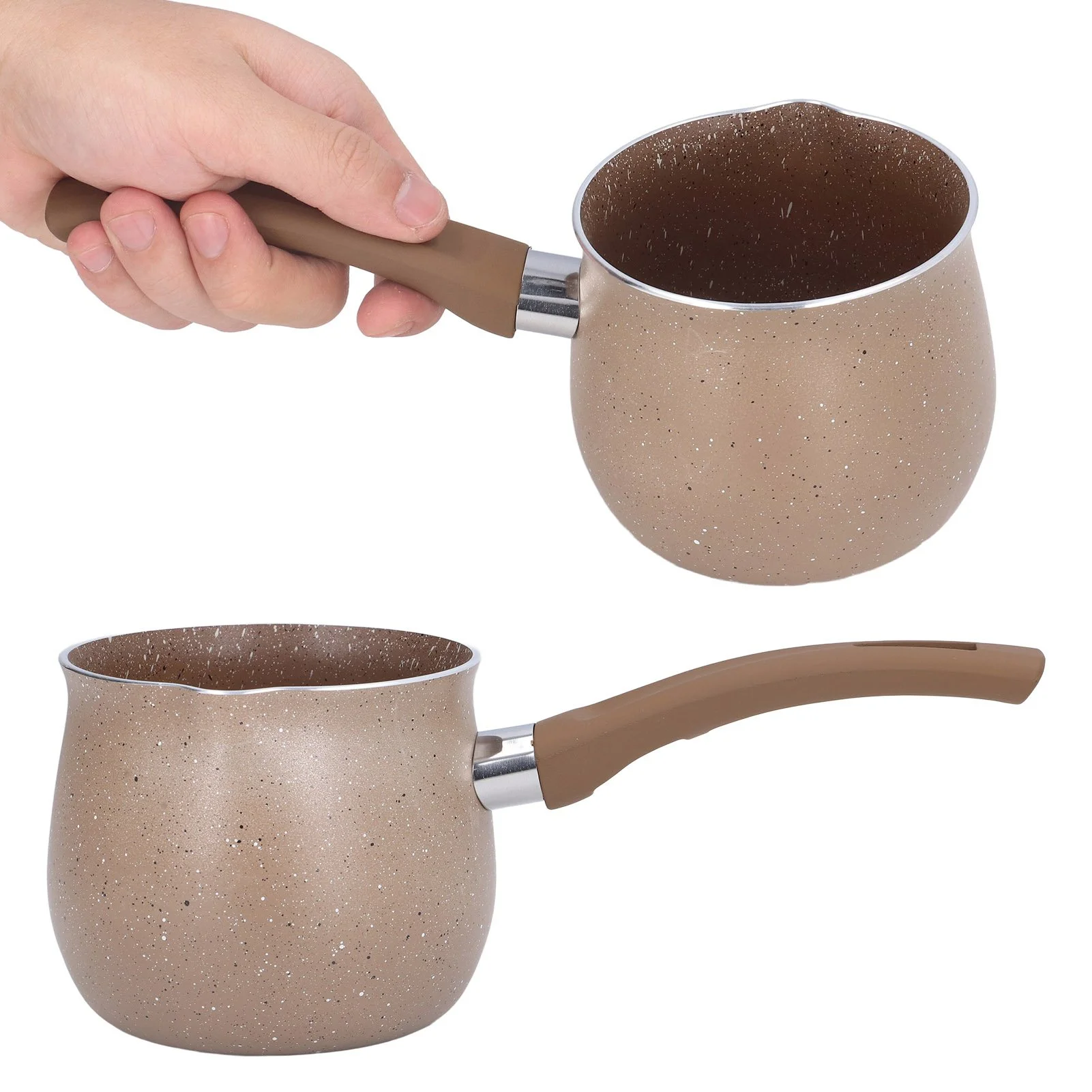 Non-Stick Aluminum Coffee Melting Pot with Anti-Scald Handle - Mini Milk & Coffee Warmer